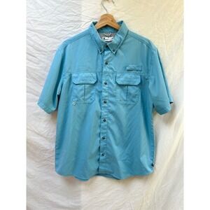 Lot of 2 LB Tech Fishing Shirt Short Sleeve Button Down Outdoor Camp Mens Medium